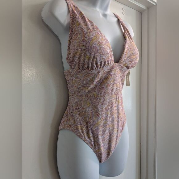 J Crew paisley one piece Ruffled swimsuit Purple And Yellow NWT 6 - Picture 4 of 6
